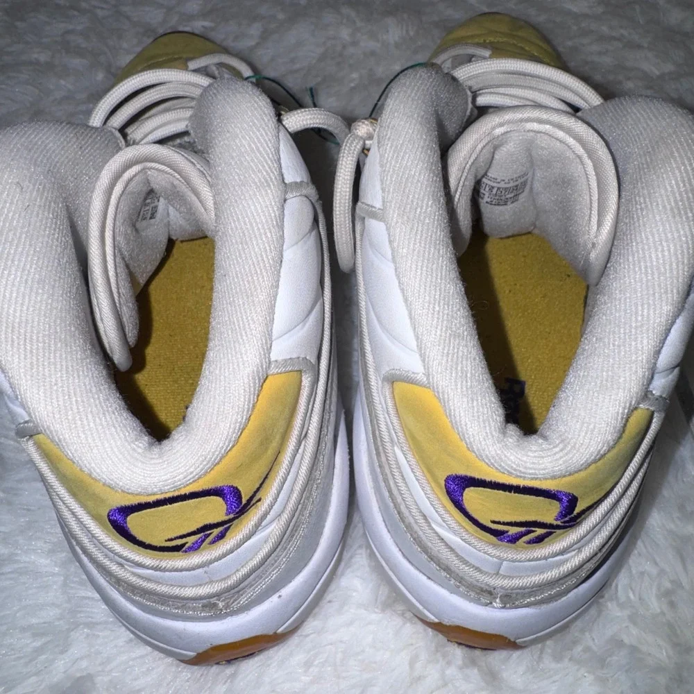 Reebok Question Mid Men 5.5 White Yellow Good FX4286 Lakers Basketball Shoes